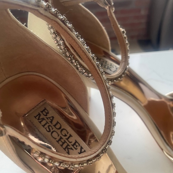 Badgley Mischka Finesse Ankle Strap Satin Crystal Rhinestone Bridal Formal Heel - Picture 11 of 14